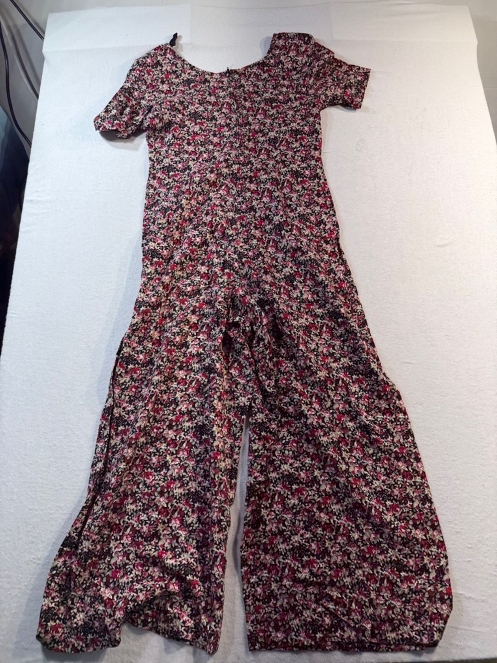 Vintage 90's All that Jazz Rayon Floral Wide Leg Jumpsuit with Shoulder Pads - Picture 7 of 7